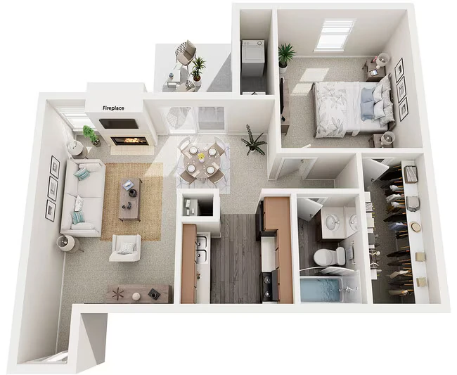 A2 - One Bedroom 07-734 floor plan